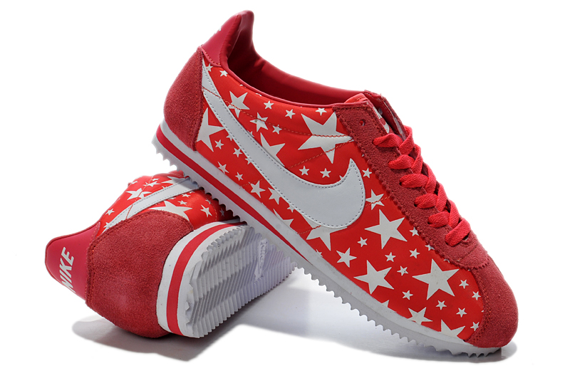 2014 Nike Cortez nouvelles chaussures etoiles lumineuses femmes rouges (4)